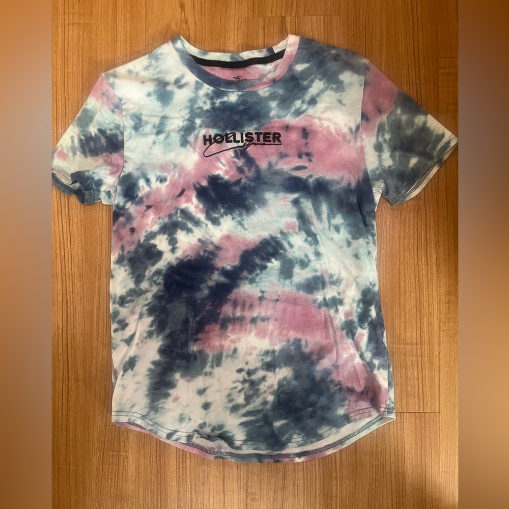 Hollister Kids Tie-Dye Crew Tee in Pink, Navy & White